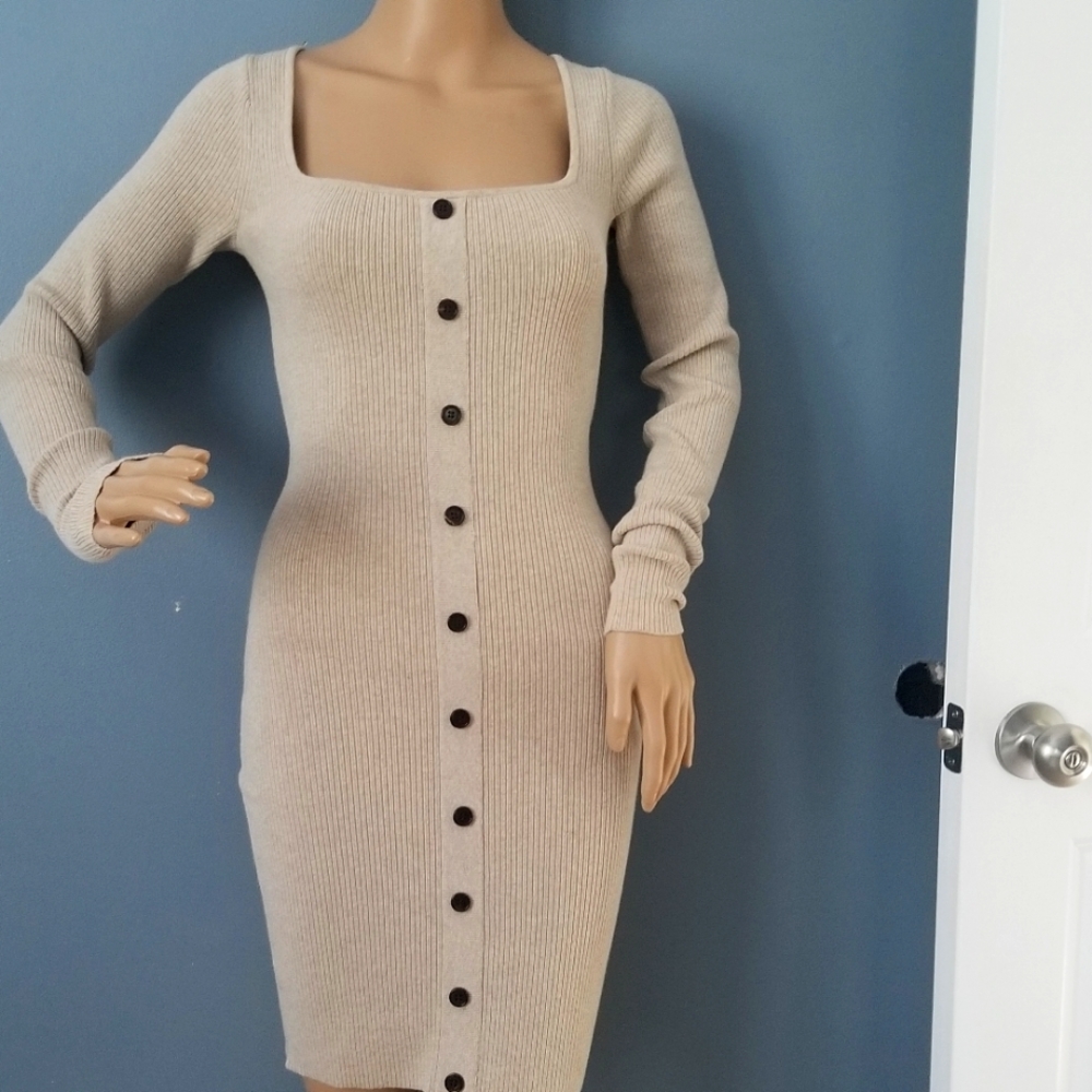 GOOD AMERICAN BODYCON SWEATER DRESS SIZE 1